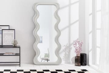 Design Wandspiegel CURVY 160cm wit - 45942, Huis en Inrichting, Woonaccessoires | Spiegels, Ophalen of Verzenden, Nieuw
