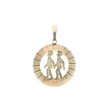 Gouden sterrenbeeld hanger; Tweelingen (Hanger of bedel), Ophalen of Verzenden, Gebruikt, Goud, Overige merken