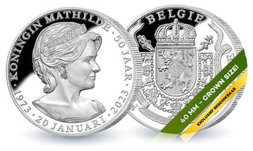 Herdenkingsuitgifte Koningin Mathilde 50 jaar - verzilverd, Verzenden