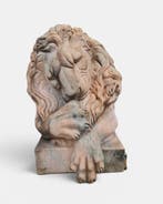 sculptuur, Splendido leone dal modello di Canova - 110 cm -