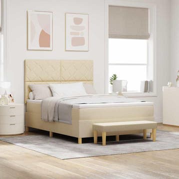 vidaXL Boxspring bed met kussen met hoofdeinde Crème 200 x, Verzenden, Nieuw, Tweepersoons