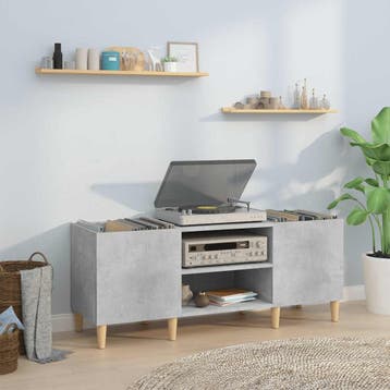 vidaXL Platenkast 121x38x48 cm bewerkt hout betongrijs, Verzenden, Nieuw