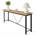 IvoQ Industriële Sidetable - Eiken Look/Zwart - 120x23x74 cm, Verzenden, Nieuw