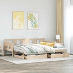 vidaXL Slaapbank met onderschuifbed en lades zonder matras, Huis en Inrichting, Slaapkamer | Bedden, Eenpersoons, Bruin, Verzenden