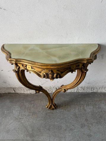 Wandtafel - Hout, Glas - Wandconsole van hout, met