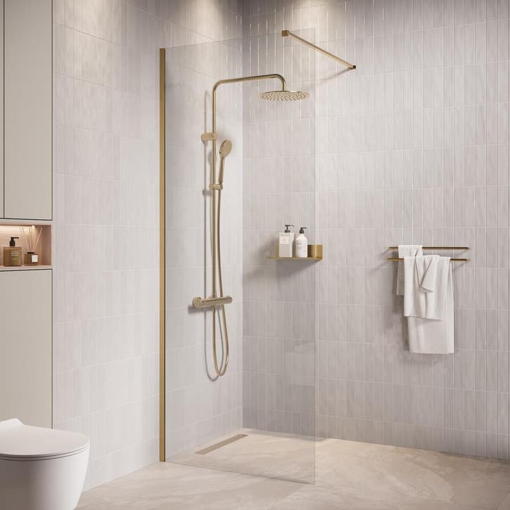 Douchewand Florida 60 x 200 cm Goud – Inloopdouche 8 mm, Doe-het-zelf en Verbouw, Sanitair, Nieuw, Douche, Verzenden