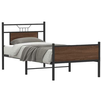 vidaXL Bedframe zonder matras bewerkt hout bruin eikenkleur, Eenpersoons, Bruin, Verzenden, Nieuw