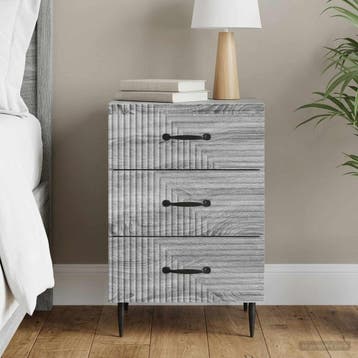 vidaXL Nachtkastje Grijs sonoma 43 x 41 x 66,5 cm Bewerkt, Minder dan 45 cm, Verzenden, Nieuw, 55 tot 70 cm