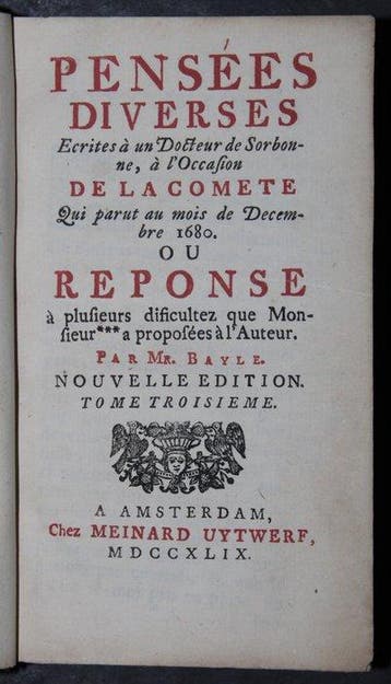 Pierre Bayle - Pensées diverses écrites à un docteur de