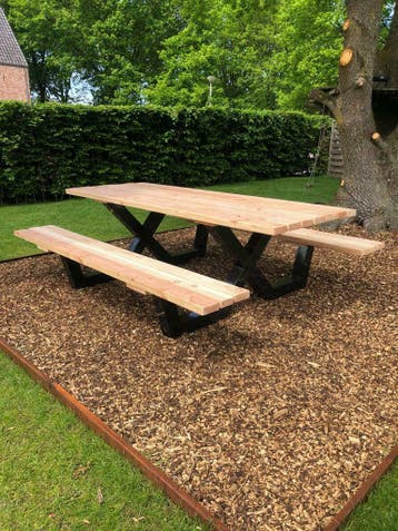 Picknicktafel Stalen X Poot verschillende lengtes NIEUW, Tuin en Terras, Picknicktafels, Ophalen of Verzenden, Nieuw, Rechthoekig