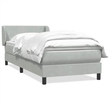 vidaXL Boxspring met matras fluweel lichtgrijs 90x220 cm, Eenpersoons, Verzenden, Nieuw, Stof