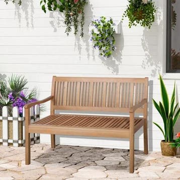 Gele Houten Tuinbank 2-Zits met Rugleuning, Tuin en Terras, Tuinbanken, Verzenden, Nieuw