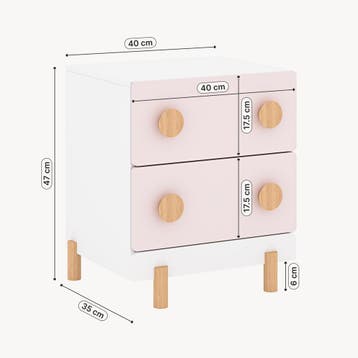 Kindernachtkastje Vaarentaa met 2 lades 47x40x35 cm roze [en, Verzenden, Nieuw