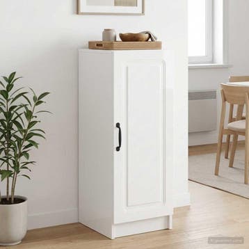 vidaXL Dressoir Hoogglans Wit 33 x 34,5 x 87 cm Bewerkt hout, Verzenden, Nieuw, Overige houtsoorten, Minder dan 50 cm