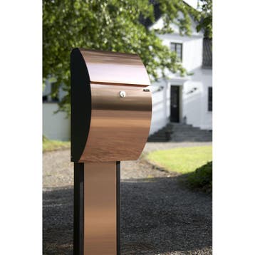 Allux 7000 wandbrievenbus staal - zwart met koperen front, Verzenden, Nieuw