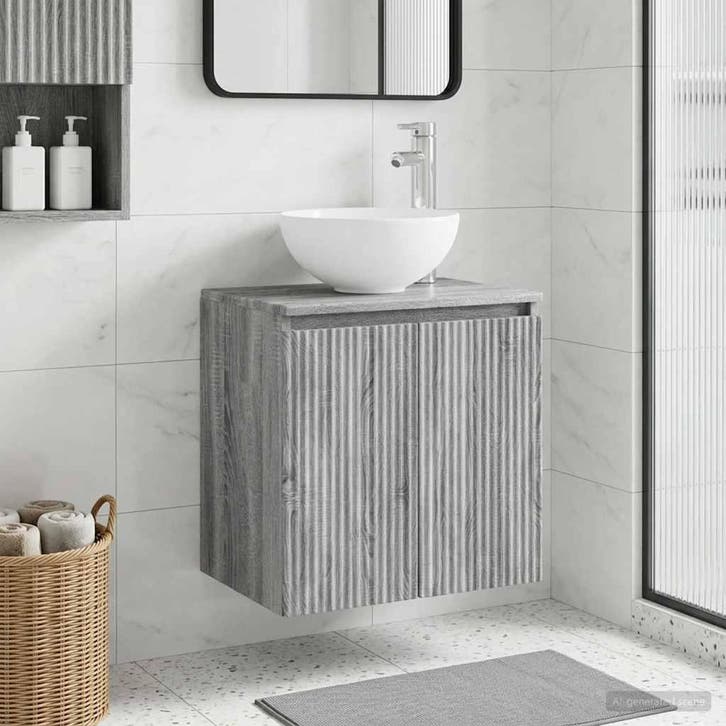 vidaXL Wandgemonteerde wastafelmeubel Grijs Sonoma 49,5 x 41, Huis en Inrichting, Tafels | Kaptafels, Nieuw, Verzenden