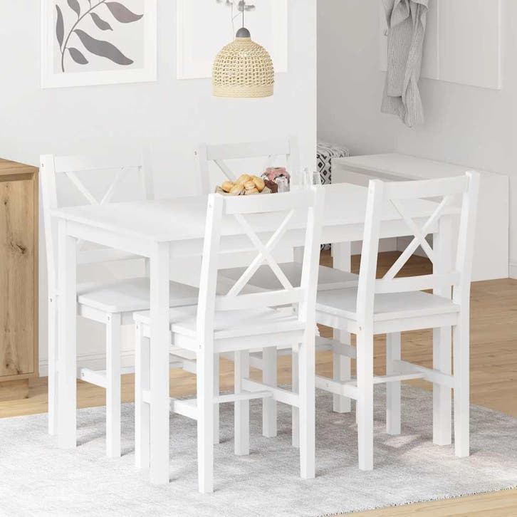 vidaXL 5-delige Eethoek wit, Huis en Inrichting, Complete eetkamers, Nieuw, Verzenden