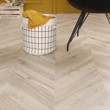 LEEGVERKOOP | Visgraat plak-PVC krijtwit v.a. €7,98 per m², Nieuw, Ophalen of Verzenden, Vinyl, Crème