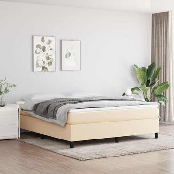 vidaXL Boxspring bed stof crèmekleurig 180x200 cm, Eenpersoons, Verzenden, Nieuw, 80 cm