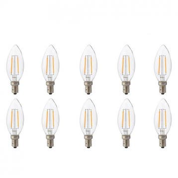 Voordeelpak LED Lamp 10 Pack - Kaarslamp - Filament - E14, Led-lamp, Soft of Flame, E14 (klein), Nieuw