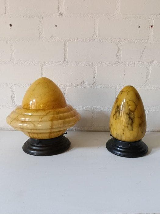 Lamp (2) - Metaal, Glas - Art Deco Style, Antiek en Kunst, Antiek | Lampen