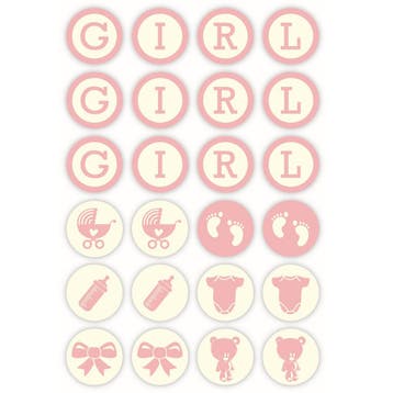 Chocoladedecoratie Baby Girl Ø3cm 24st., Verzenden, Nieuw