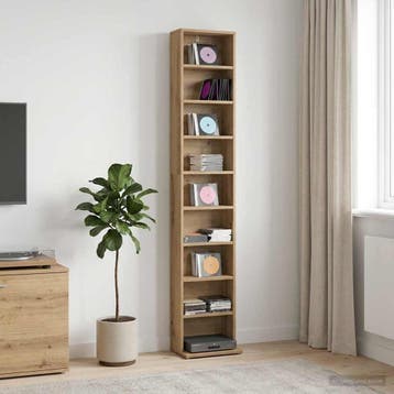 vidaXL CD Kast Artisanaal eiken 33 x 23,5 x 175 cm Bewerkt, Verzenden, Nieuw
