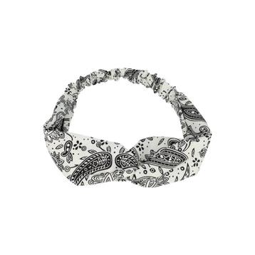 Haarband Twist 5cm – Paisleyprint – Wit, Nieuw