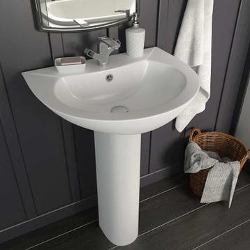 vidaXL Wastafel op voet vrijstaand 520x440x190 mm keramiek, Verzenden, Nieuw