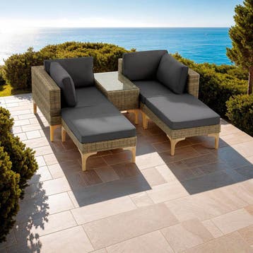 Rotanlounge met aluminium frame Bellaria - natuur, Verzenden, Nieuw