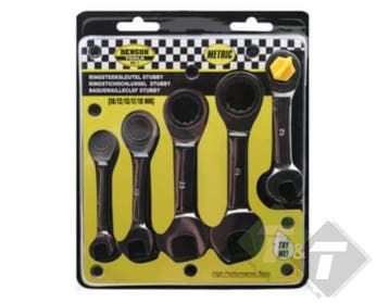 Steekring Ratelsleutel Set, 5 Delig, Metrisch, 10,12,13,17,1, Ophalen of Verzenden, Nieuw