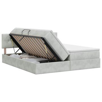 vidaXL Opslag bed met hoofdeinde 2 st Lichtgrijs, Huis en Inrichting, Verzenden, Nieuw, Stof