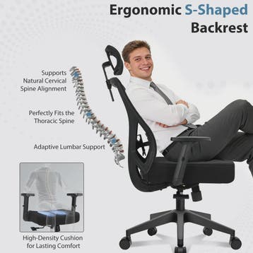 Ergonomische bureaustoel mesh met verstelbare hoofdsteun en, Huis en Inrichting, Fauteuils, Verzenden, Nieuw
