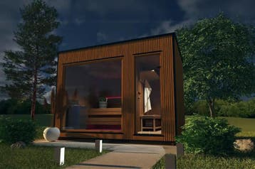 Buitensauna | Sauna Buiten | Thermowood Panorama, Ophalen of Verzenden, Nieuw, Fins of Traditioneel, Complete sauna