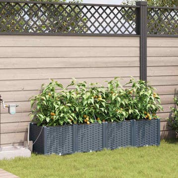 vidaXL Tuin Bloempot 4 st Lichtgrijs 160 x 40 x 37,5 cm PP, Verzenden, Nieuw, Minder dan 60 cm