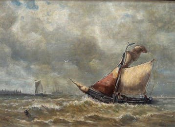 Izaak Versprille (1876 - 1959) - Bomschuiten op volle zee