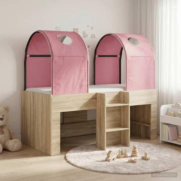 vidaXL Bed met Tunnel 3 st Sonoma en Roze Bewerkt hout, Verzenden, Nieuw, Bruin, Hout