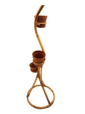 Standaard - Rattan - Vintage plantenstandaard - hoogte 103