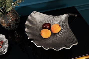 Decoratieve kom GINKGO 42cm zilver handgemaakt metaal -, Ophalen of Verzenden, Nieuw