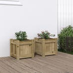 vidaXL Plantenbakken 2 st cm geïmpregneerd hout, Verzenden, Minder dan 60 cm, Nieuw, Hout