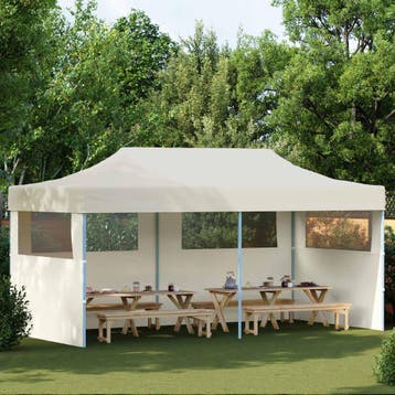 vidaXL Partytent 291 x 580 x 315 cm Crèmekleurig Oxford Stof, Tuin en Terras, Verzenden, Nieuw, Partytent