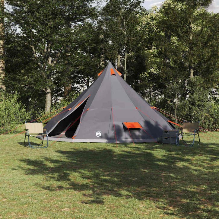 vidaXL Tipi Tent met dak Grijs en Oranje 560 x 560 x 300 cm, Caravans en Kamperen, Tenten, Nieuw, tot en met 2, Verzenden