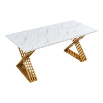 Eettafel Hujaari rechthoekig 180x80 cm goudkleurig en marmer, Huis en Inrichting, Tafels | Eettafels, Verzenden, Nieuw