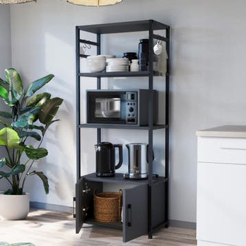 Keukenkast Arhuni 139x56x30 cm zwart en antraciet [en.casa], Huis en Inrichting, Keuken | Keukenelementen, Verzenden, Nieuw
