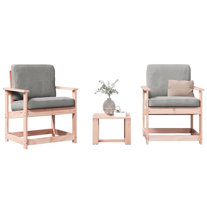 vidaXL 3-delige Loungeset massief douglashout, Tuin en Terras, Tuinstoelen, Nieuw, Verzenden