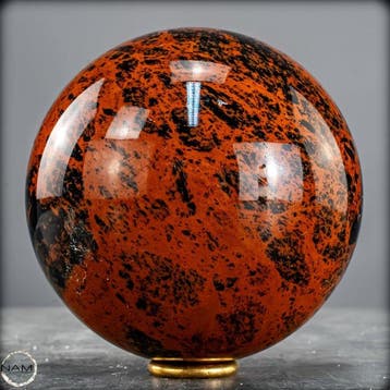 Majestueuze mahonie-obsidiaanbal Kugel, Mexico- 1180.56 g, Verzamelen