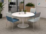 Kantineset voor 4 personen; Ronde kantinetafel met Gispen, Ophalen of Verzenden, Gebruikt