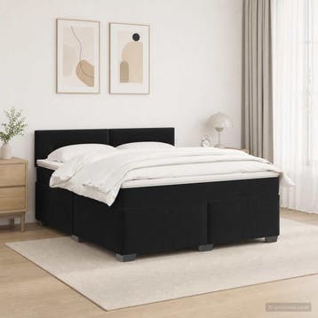 vidaXL Boxspring Bed met Matras en LED Zwart 160 x 200 cm, Huis en Inrichting, Slaapkamer | Bedden, Verzenden, Zwart, Stof, Nieuw
