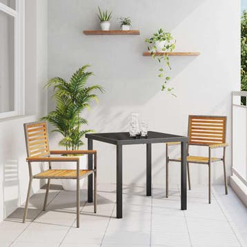 vidaXL Tuinstapelstoelen 2 st Bruin en Grijs, Verzenden, Nieuw