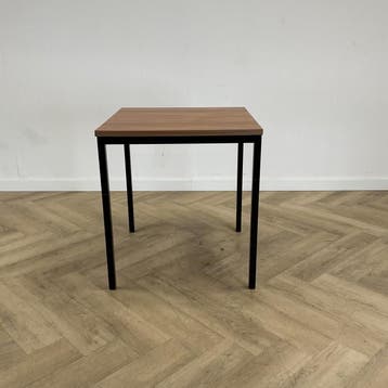 vierkante kantinetafel 70x70 cm, donker beuken - zwart, Ophalen of Verzenden, Gebruikt, Bureau